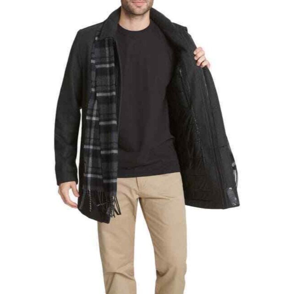 Dockers Mens Large Black Weston Wool Blend Coat - Picture 6 of 6